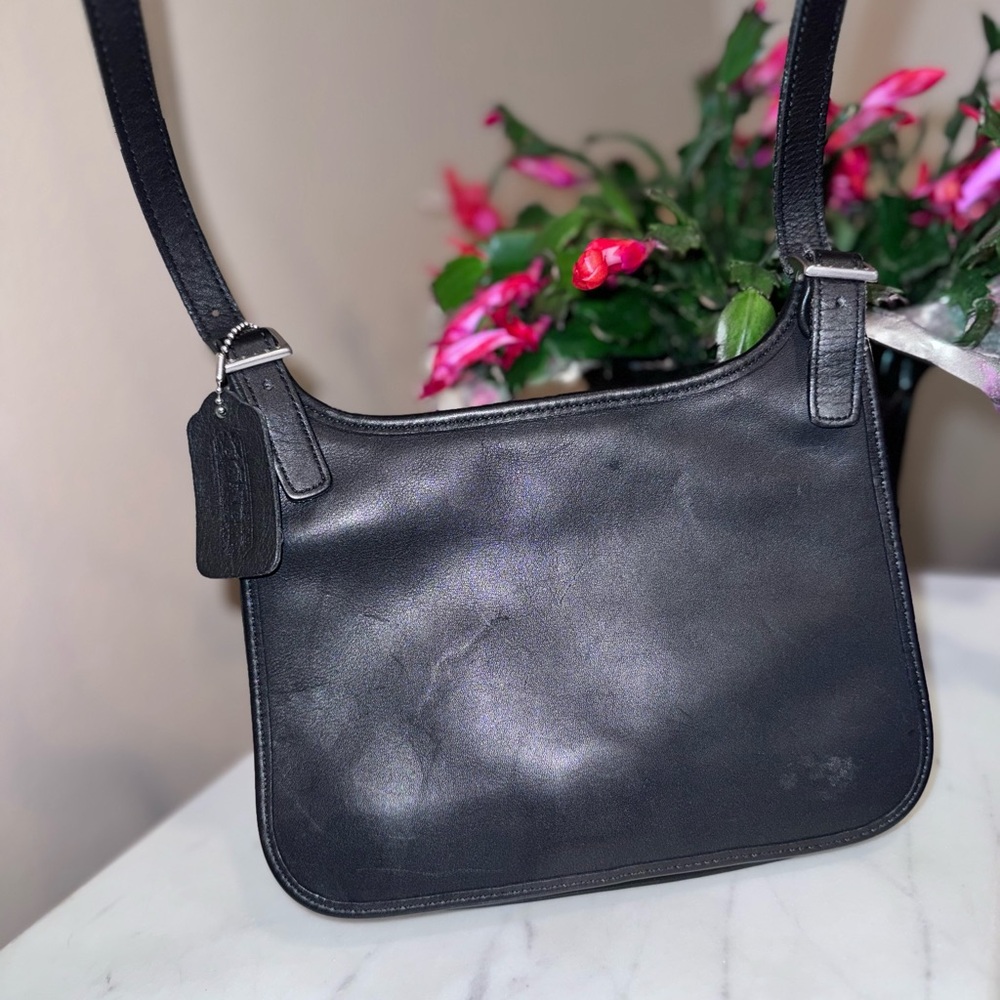 Coach Mini Black Leather Crossbody Bag 9142 Slim Hippie Flap Made In Costa Rica!